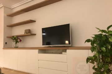 Mueble Lacado Blanco Con Tapa Roble Barnizado